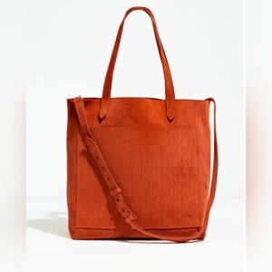 NWT Madewell The Medium Transport Tote: Corduroy Suede Edition - Russet